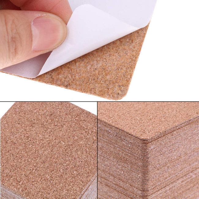 LOCOLO 80 Pieces Self-Adhesive Cork Coasters Set, Cork Squares Sheets Cork Mat for Coasters and DIY Crafts