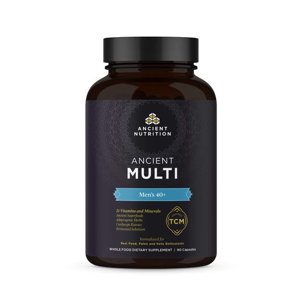 Multivitamin for Men by Ancient Nutrition, Ancient Multi Men's 40+ Once Daily Vitamin Supplement 90 ct, Vitamin A, Vitamin B and Vitamin K2, Supports Immune System, Paleo and Keto Friendly