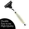 New Triple Edge Cartridge Compatible Men's Shaving Razor || Ivory Luxury Resin Handle & 1 Replaceable Cartridge Pre-Installed - Triple Action Technology - Great Gift for Any Gentleman