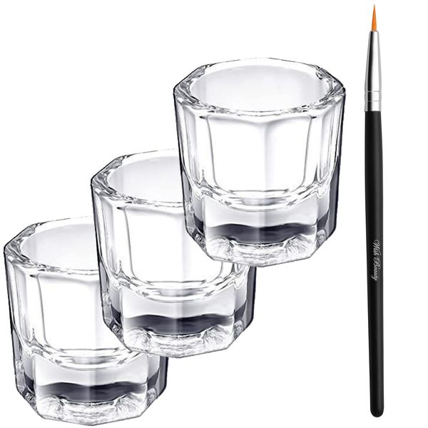 3pcs Eyelash Eyebrow Tint Mixing Dappen Dish Acrylic + 1 FREE Brush