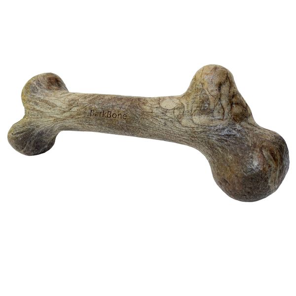 Pet Qwerks Dinosaur BarkBone - Wood Dog Bone for Moderate Chewers - Peanut Butter Flavor - 11"