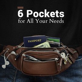 Nabob Leather Fanny Pack Waist Bag Multifunction Genuine Leather Hip Bum Bag Travel Pouch for