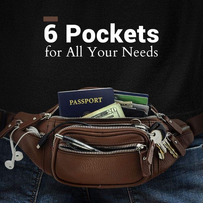 Nabob Leather Fanny Pack Waist Bag Multifunction Genuine Leather Hip Bum Bag Travel Pouch for