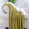 BOURINA Textured Solid Soft Sofa Throw Couch Cover Knitted Decorative Blanket,Olive Green, 127x152cm