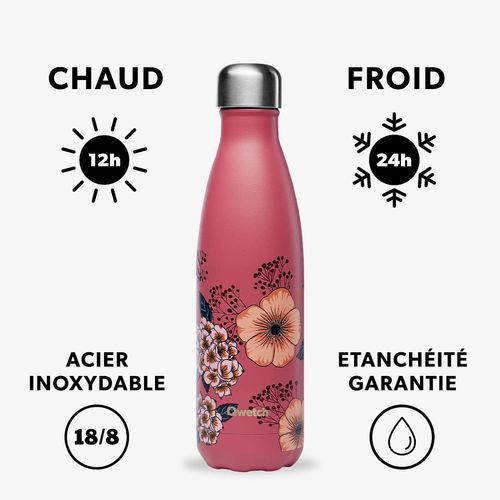 Qwetch - Isothermal Anemone Bottle 500 ml - Stainless Steel Travel Bottle - 24 Hours Cold and 12 Hours Hot - Waterproof, BPA Free & Reusable - Insulated Water Bottle for Sports, Travel, Office, Hiking