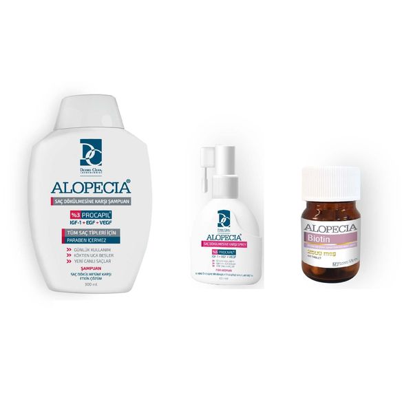 Alopecia Kadın Serum + Şampuan + Alopecia Biotin 2500 mg - Dökülme Karşıtı Set