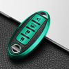 Soft 4 Button TPU+Leather Smart Key Cover Case Protector Holder For Nissan Green