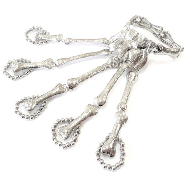 Perfect Accessory 5 Finger Bone Armor Ring Bracelet Finger Ring Cosplay Costume Skull Ring Silver
