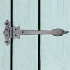 Black Cast Iron Spear Hinges Leaf Design Pair - 9 Inch