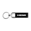 HEMI Logo Black Leather Strap Chrome Metal Key Chain