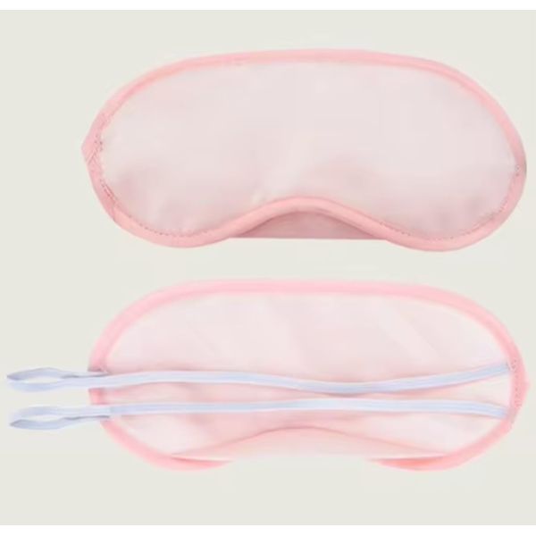 CMJ 2 x Pale Pink Eye Mask Travel Sleep Masks Eyemask Blindfold with Nose Pad Sleeping