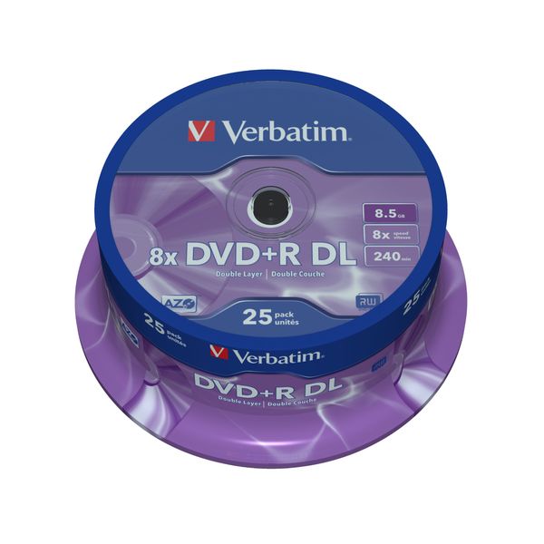 Verbatim 43757 DVD+R 8x DL Matt Silver 25 pack