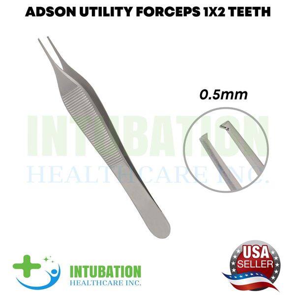 Adson Utility Forceps 0.5mm 1x2 Teeth Surgical Ophthalmic Eye Instruments 12cm