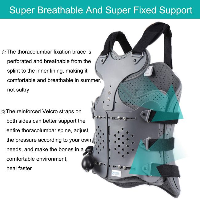 Thoracic Full Back Brace, Inflatable Thoracolumbar Fixed Spinal Brace,  Lightweight & Adjustable Back Brace, Osteoporosis, Mild Scoliosis & Post  Surgery Support : : Health & Personal Care
