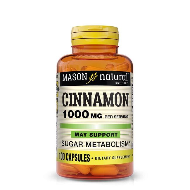 Mason Natural Cinnamon 1000 mg Healthy Blood Sugar Metabolism 100 Capsules