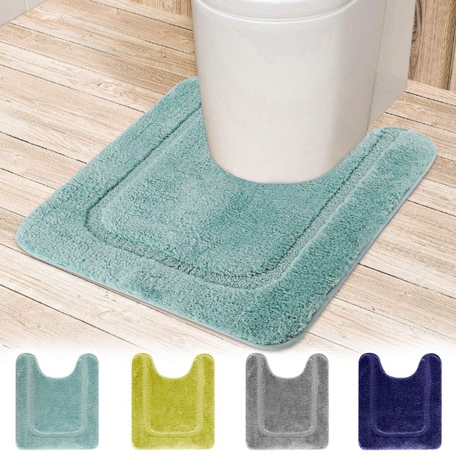 ALICES Toilet Mat, Rug, Fluffy/Washable, High Density Scandinavian Toilet Foot Mat, Absorbent, Quick Drying, Solid, 4 Colors to Choose from, 23.6 x 19.7 inches (60 x 50 cm) (Green)