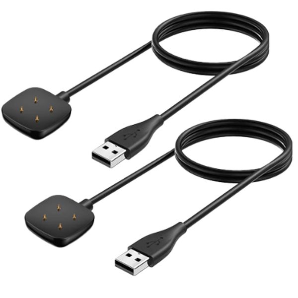 MohLythrix Charger Compatible with Fitbit Versa 4 Versa 3 Sense Sense 2 Watch Charging Cable Magnetic Fast USB Cord Dock Replacement for Versa 3/4 & Sense 1/2, 2 Pack (3.3ft/3.3ft)