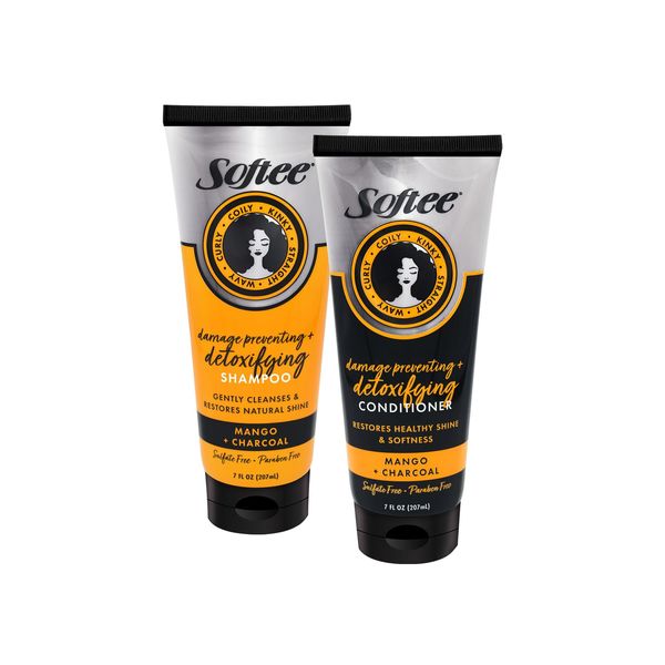 Softee Mango + Charcoal Shampoo & Conditioner Set 7 Fl Oz Each. 14 fl Oz Total