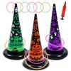 10PCS Halloween Inflatable Witch Hat Ring Toss Game Halloween Games with 8 Rings and Pump Halloween Decorations Gift