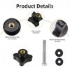 SZHSYJY 2 Set Rollator Walker Replacement knobs,Universal,Replacement Arm Adjustment Knobs for Rollator, 4-Point Knob W/Hardware,Rollator Parts，Comfortable Replacement Arm Adjustment Knobs (Black)