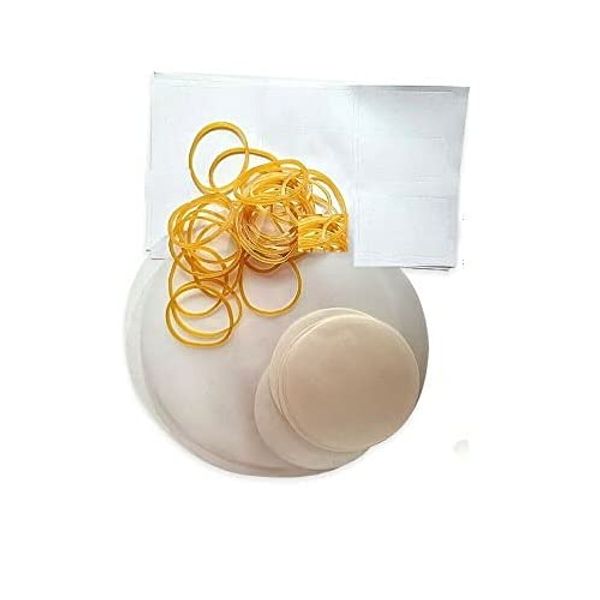 TRTO 1lb Jar 24Pcs Set Jam Pot Covers Wax Discs, Add Labels, Covers Easy To Use and Cleans