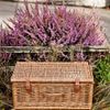 Large Empty Wicker Hamper Leather Stripes 55 cm