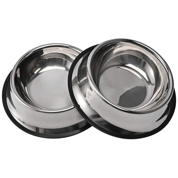 2Packs Stainless Steel Dog Bowl with Anti-Skid Rubber Base for Small/Medium/Large Pet, Perfect Dish, Pets Feeder and Water Choice Puppy Cat Kitten (8oz)