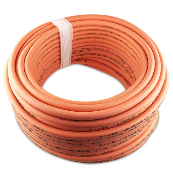 Gas Hose – Premium Gas Pipe Hose with 2 Hose Clips – 4m Hose for Propane and Butane - Stamped with Manufacture Date – Durable 8mm High Pressure Gas Hose for Caravan, Camping, BBQ. Set by MYPURECORE