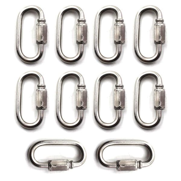 M6 Lock Quick Link Chain Connector 304 Stainless Steel Screw Lock Carabiner Pack Of 10