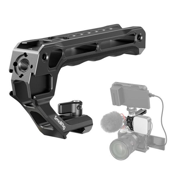 SmallRig Lightweight NATO Top Handle - Quick Release NATO Grip for DSLR Camera Cage - Universal Top Handle with 5 Cold Shoe Adapters and NATO Clamp (Lite) - 3766