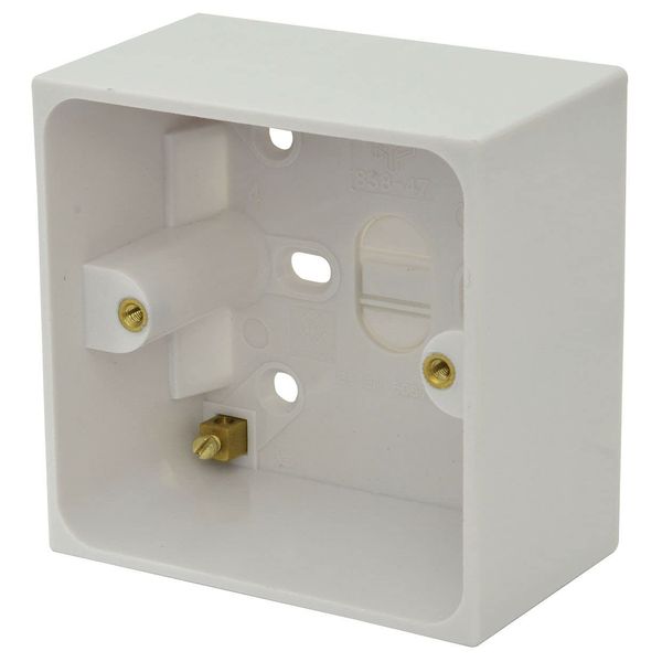Single Back Box 47mm Extra Deep 1 Gang Plastic Surface Pattress Box Square Edge - White