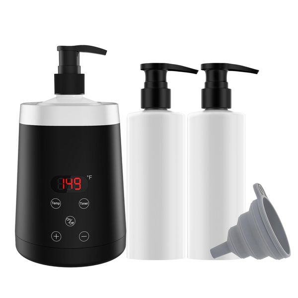 LINBEAUTI Massage Oil Warmer Bottle Professional Lotion Warmer with Two Oil Bottle dispensers, Automatic Oil Heater to Heat Oil Lotion Cream Suitable for spa Salon, Barber Shop, Home use.