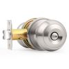 Probrico Privacy Door Knobs Brushed Nickel Finish, Interior Keyless Door Knobs Locks for Bedroom or Bathroom, 1 Pack
