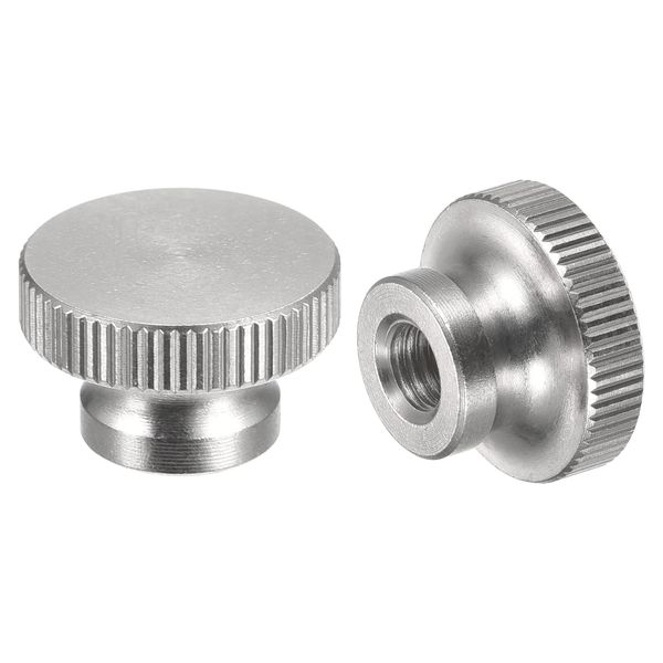 sourcing map Knurled Thumb Nuts, 5pcs M5 x D16mm x H10mm 304 Stainless Steel Knurled Nut with Collar High Head Blind Hole Knurled Thumb Nuts for 3D Printer Parts