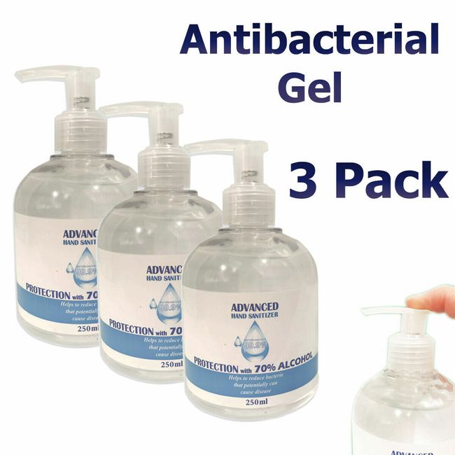 Hand Sanitizer Gel Alcohol 70% Base Non Stick Quick Dry 8.5 FL OZ 250mL (3 Pack)