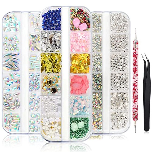 Nail Crystals Rhinestones Nail Art Rhinestones Gems with Diamond for Nails  Eye Makeup Decoration - style 3 