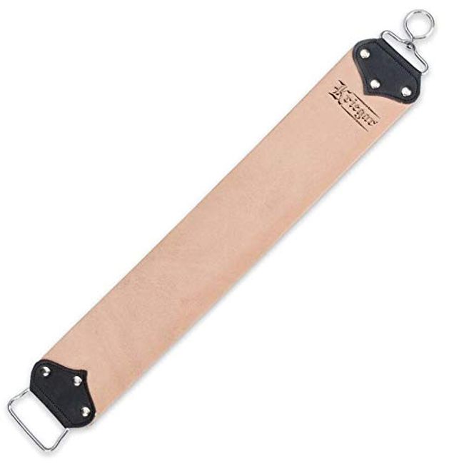 KRIEGAR Extra Wide Double Sided Hanging Strop - Smooth Buffalo Leather, Coarse Suede - Swivel Hook - Yields Sharpest Blade Edges Possible - Great for Pocket Knives, Straight Razors AND More - 3" x 21"