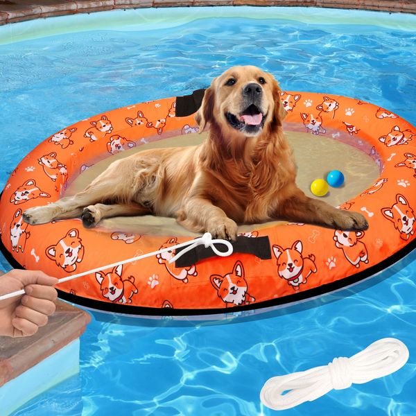 50 x 29 inch Inflatable Dogs Pool Float with Rope,Pet Raft Floating Mat,Puppy Floats for Small Medium Dogs Lake River Swimming Pool