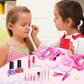 Tokia Kids Makeup Kits for Little Girls, Washable Mermaid Makeup Sets Real Play Makeup Toys for Girls 5 6 7 8 9 Years Old with Stylish