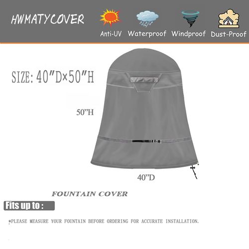 HWmatyCover Garden Fountain Cover Oxford Waterproof Fountain Cover for Winter Outdoor Garden Fountain Statue Protective Cover Winter Water Resistant Outdoor Patio (40" x 50", Grey)