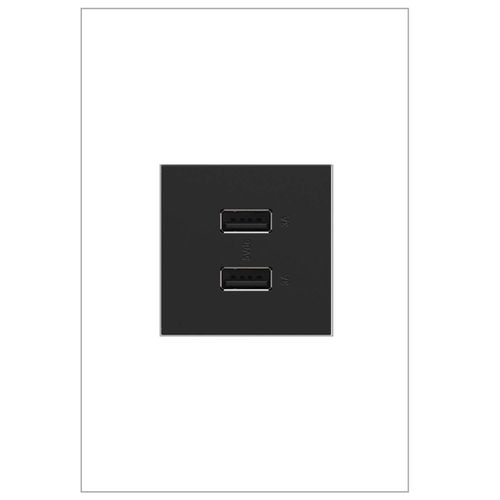 adorne Full-Size, 6A, A/A USB Outlet, Graphite, ARUSB2AA6G4