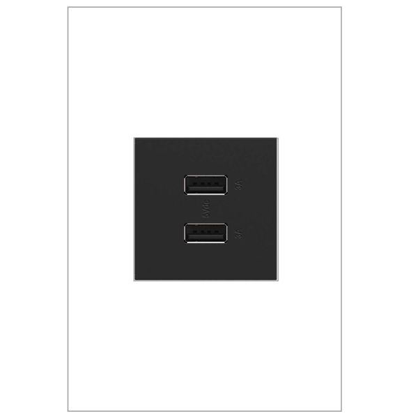 adorne Full-Size, 6A, A/A USB Outlet, Graphite, ARUSB2AA6G4