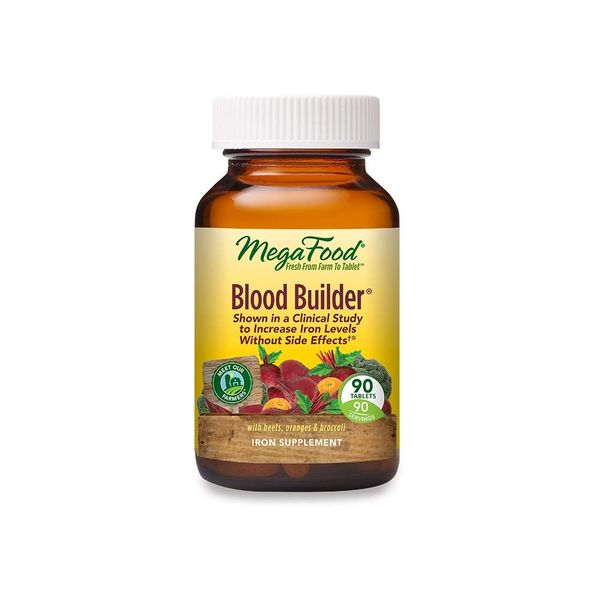 MegaFood Blood Builder - Iron Supplement Shown to Increase Iron Levels without Nausea or Constipation - Energy Support with Iron, Vitamin B12, and Folic Acid - Vegan - 90 Tabs