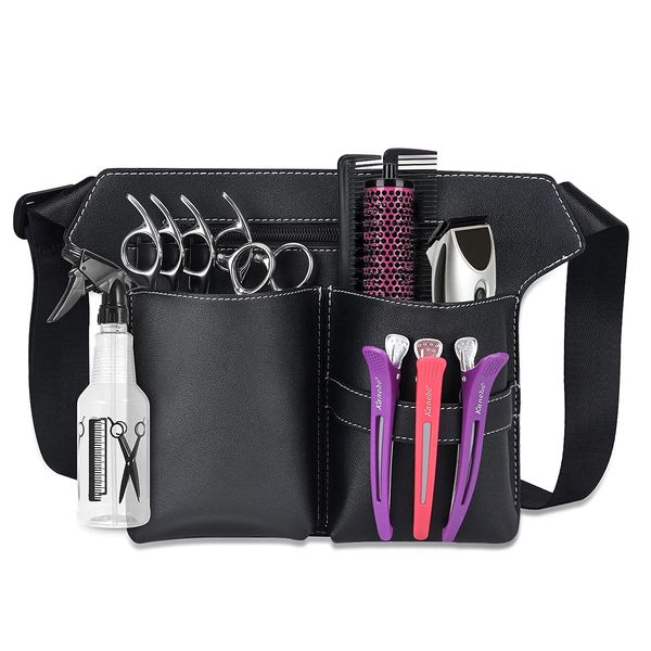 Noverlife Scissor Bag, Barber PU Leather Waist Pouch, Professional Hairdressing Shears Comb Holster with Waist Belt, Hairstylist Salon Spa Case for hairdressers