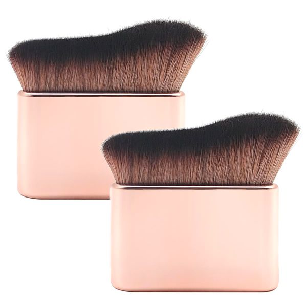 2Pcs KABUKI Brush Self Tanning Brush Self Tanner Face Brush For Body & Leg Makeup（Rose Gold）