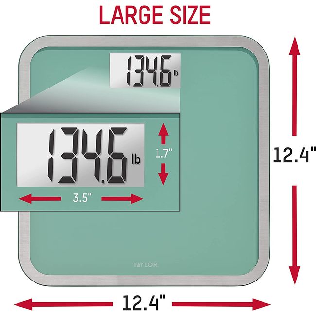 Taylor Precision Products Digital Bathroom Scale, 500 Pound Capacity, Sea  Foam Green