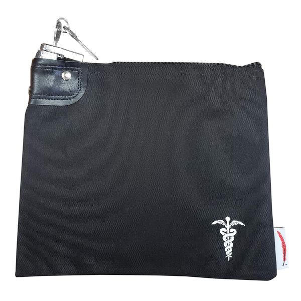 Medication Bag Heavy Canvas Standard Keyed Lock Storage Case Black
