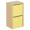 Hartleys 2 Tier Oak Cube Unit - Yellow Storage Boxes