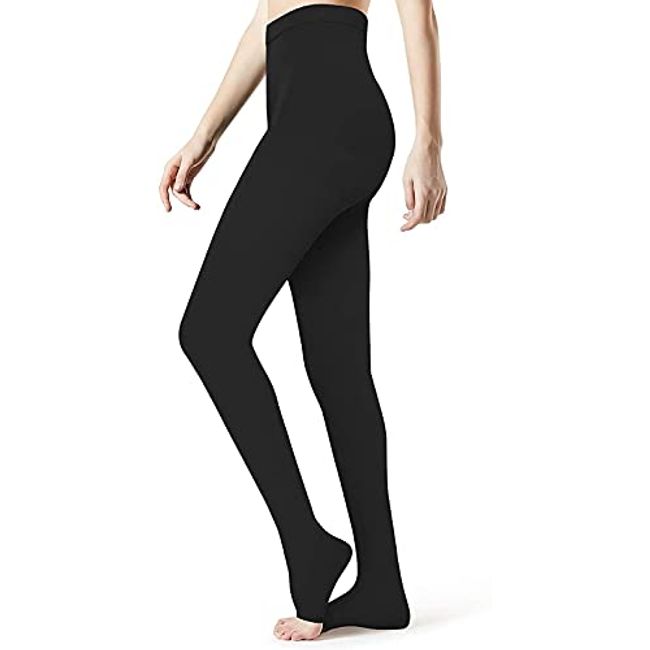 Women's Plus Size Footless Tights | Opaque Microfiber Plus Size Tights (Size: 3/4, Color: Black)