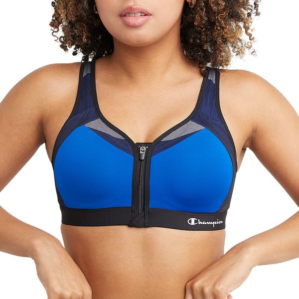 Champion womens Motion Control Zip Sports Bra, Surf the Web, 36B US